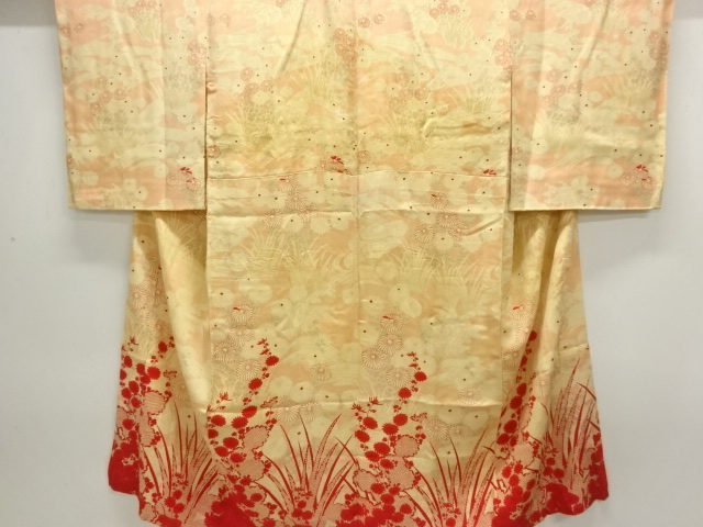 JAPANESE KIMONO / ANTIQUE CHRYSANTHEMUM PATTERN JUBAN